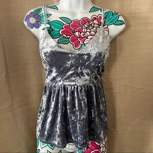 Love J Light Blue Velvet Peplum Blouse